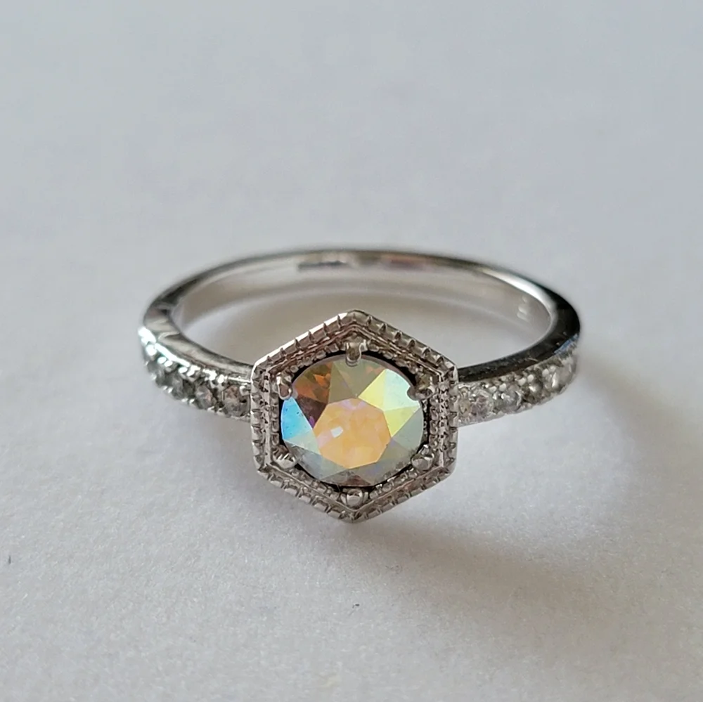 Fragrant Jewels Sparkling Irridescent Hexagon Ring